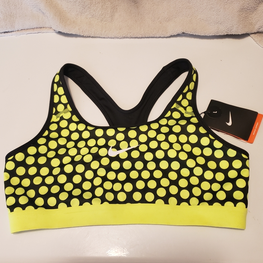 Nike Yellow & Black Polka Dot Sports Bra